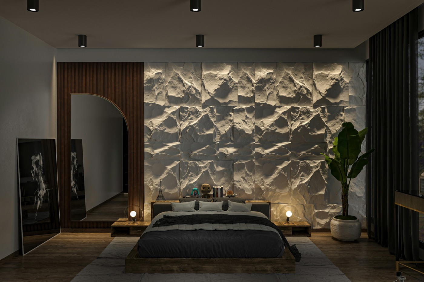 Textured wall panels Dubai home