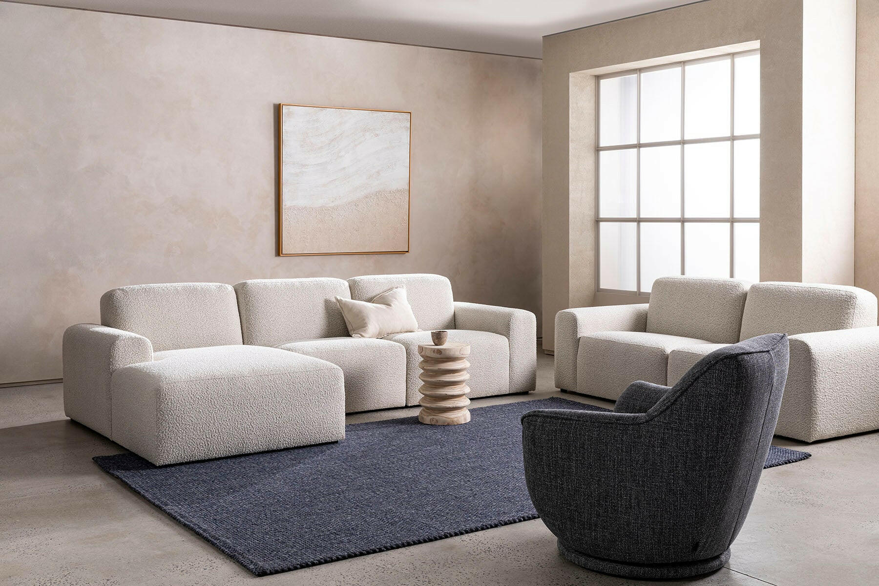 BLACK MODULAR SOFA.